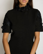 Fendi Black Short Sleeve Floral Mid-Neck Midi Dress IT 42 (UK 10)