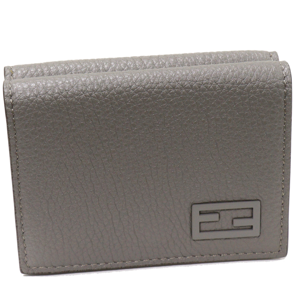 Fendi Tri-Fold Wallet with Coin Pocket FF Bucket Gray Calf 7M0280