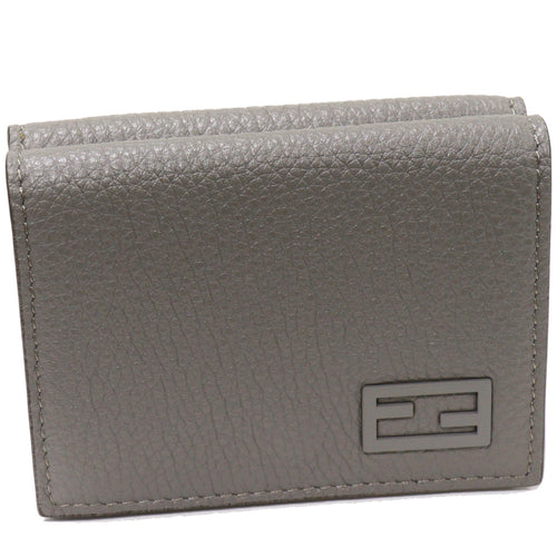Fendi Tri-Fold Wallet with Coin Pocket FF Bucket Gray Calf 7M0280