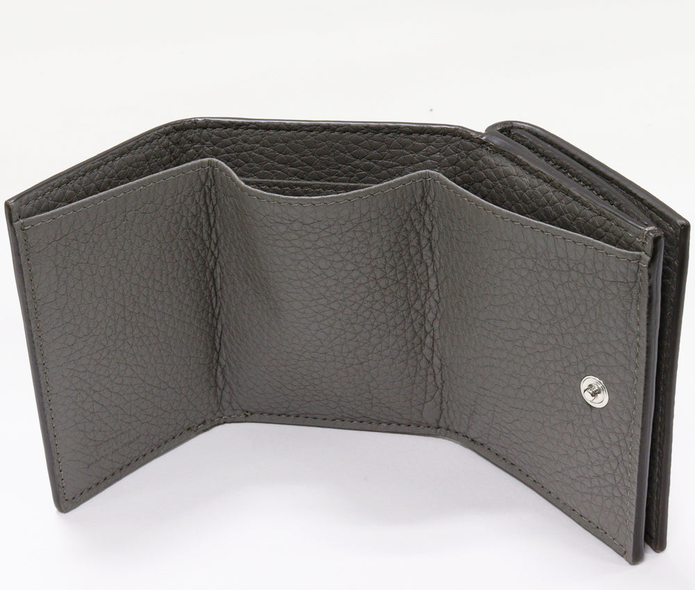 Fendi Tri-Fold Wallet with Coin Pocket FF Bucket Gray Calf 7M0280