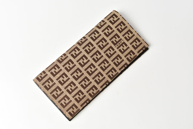 Fendi Men's Long Wallet Canvas/Leather Beige/Brown