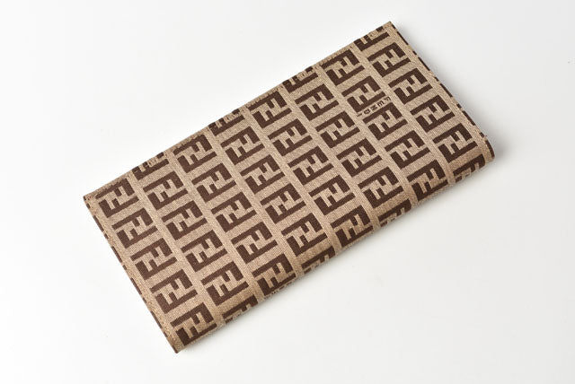 Fendi Men's Long Wallet Canvas/Leather Beige/Brown
