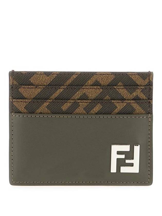 Fendi FF Square Leather Card Wallet Grey