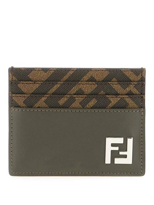 Fendi FF Square Leather Card Wallet Grey