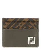 Fendi FF Square Leather Card Wallet Grey