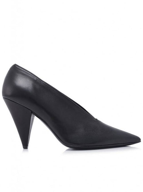 CELINE WoMen's V Neck Soft Pumps Heel Black