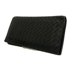 BOTTEGA VENETA/Long Wallet/BLK/Leather/156819//Intrecciato Weave