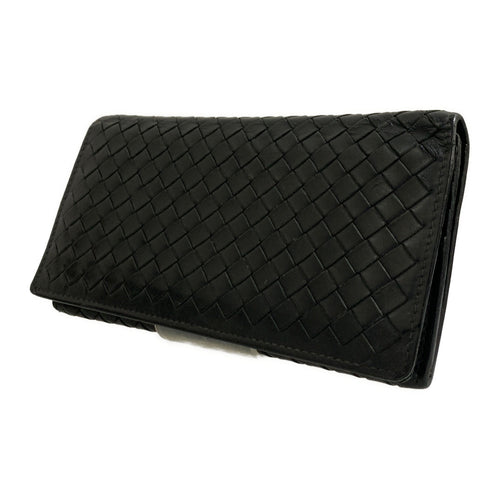 BOTTEGA VENETA/Long Wallet/BLK/Leather/156819//Intrecciato Weave