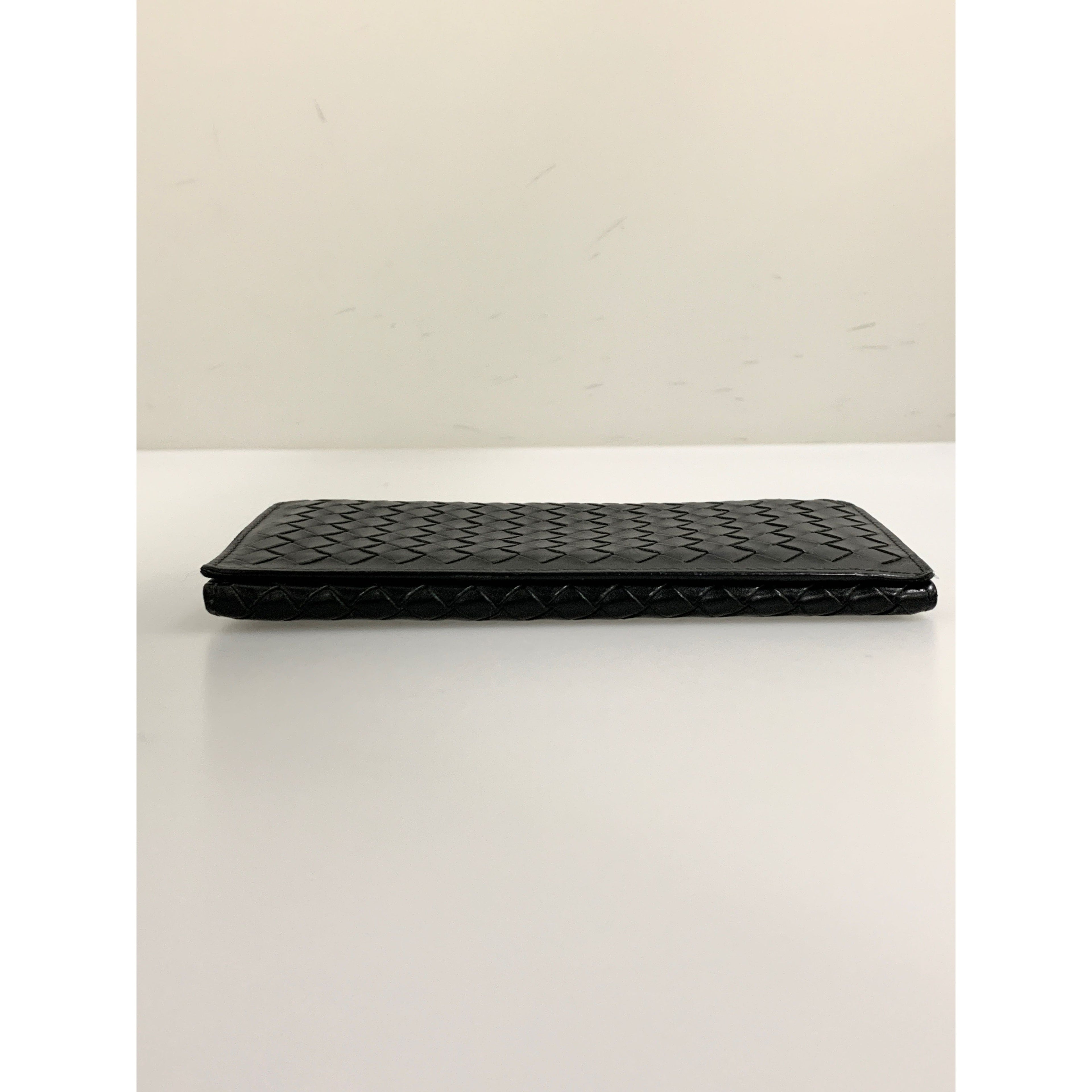 BOTTEGA VENETA/Long Wallet/BLK/Leather/156819//Intrecciato Weave