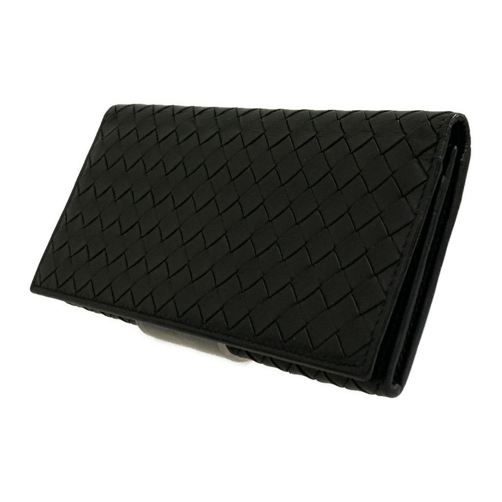 BOTTEGA VENETA/Long Wallet/BLK/Leather/Intrecciato Weave/120697 V4651 1000