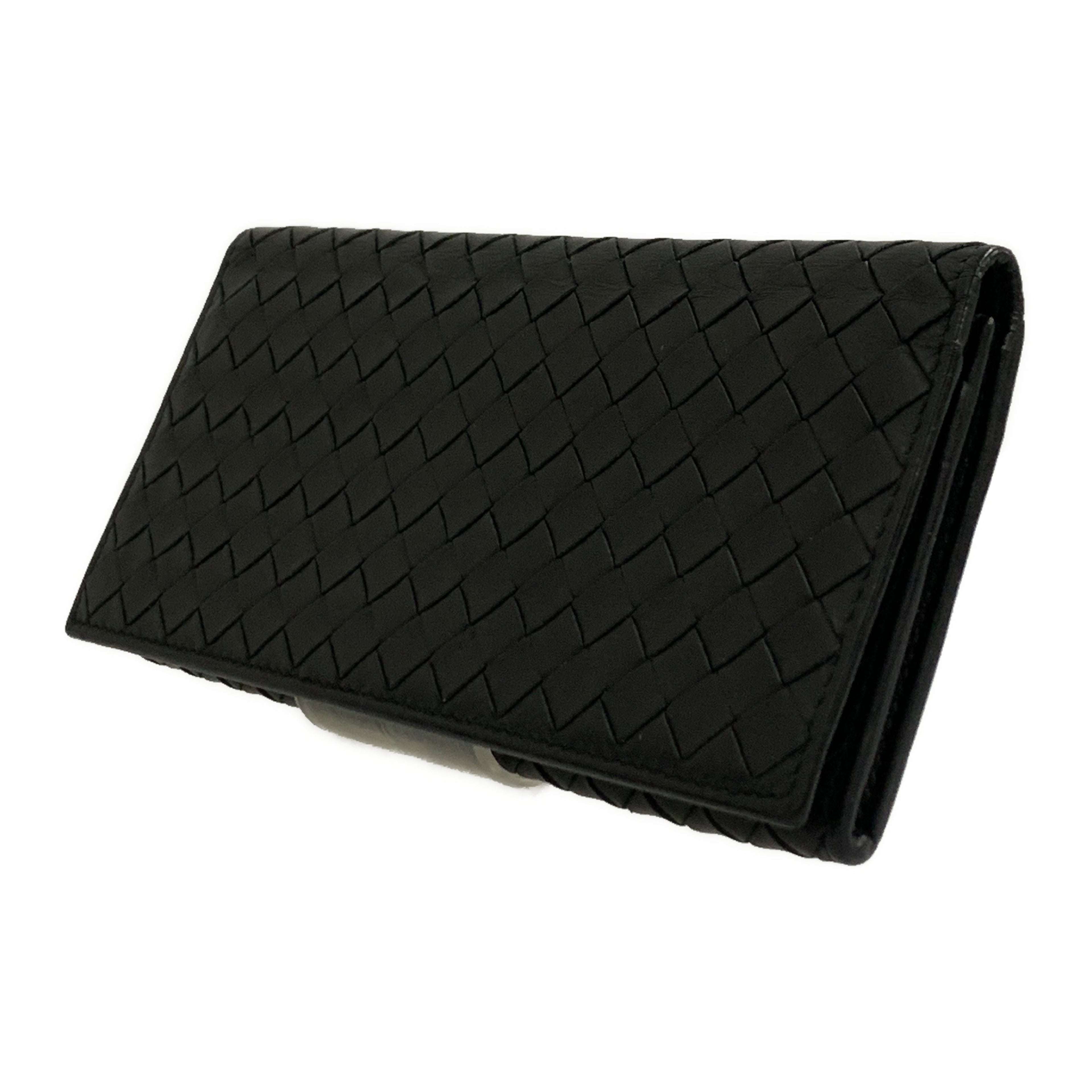 BOTTEGA VENETA/Long Wallet/BLK/Leather/Intrecciato Weave/120697 V4651 1000