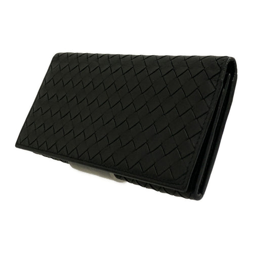 BOTTEGA VENETA/Long Wallet/BLK/Leather/Intrecciato Weave/120697 V4651 1000