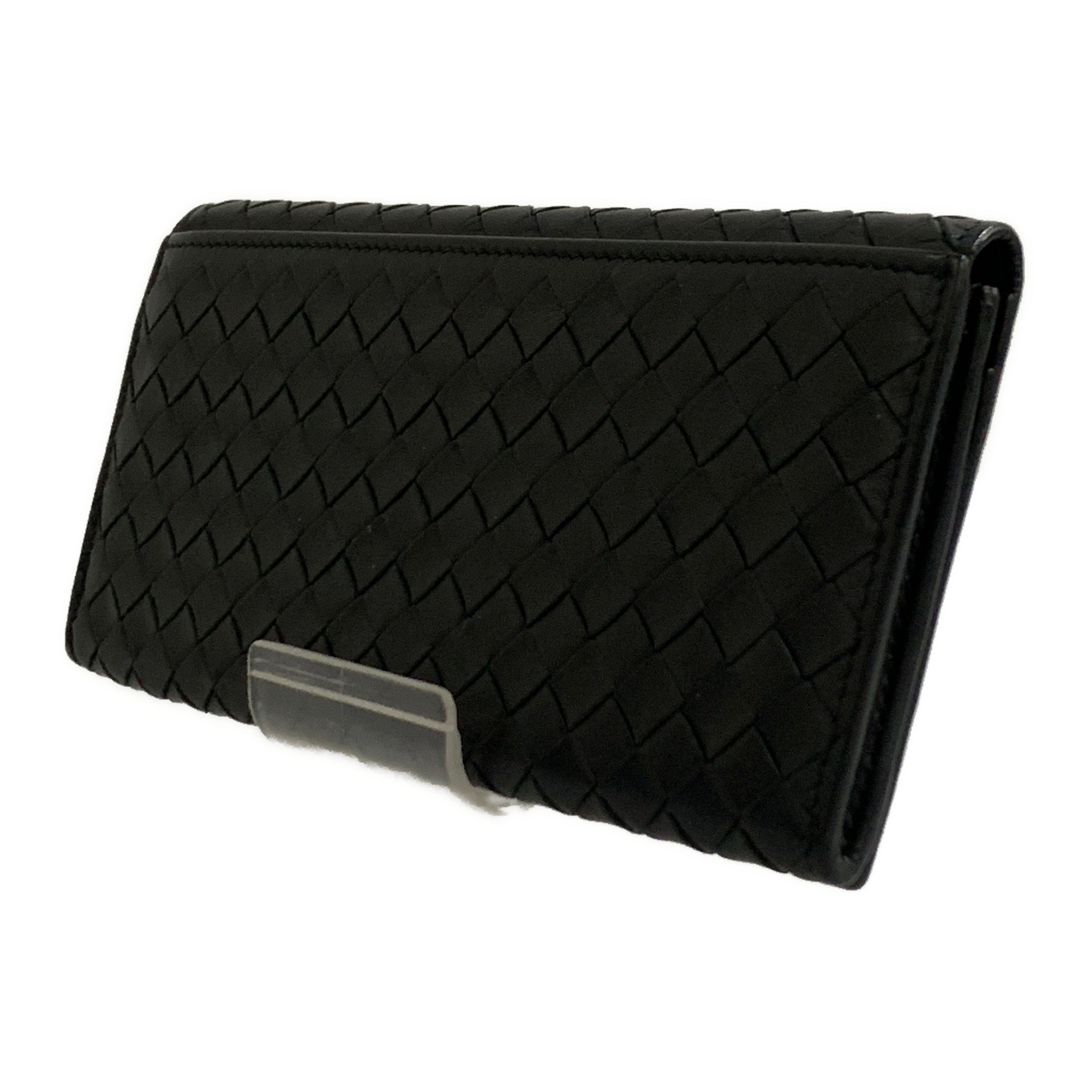 BOTTEGA VENETA/Long Wallet/BLK/Leather/Intrecciato Weave/120697 V4651 1000