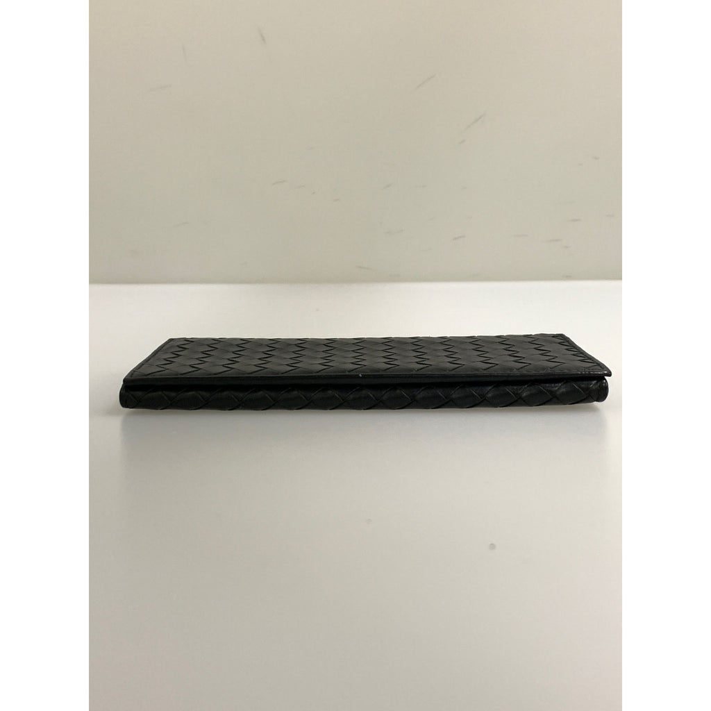 BOTTEGA VENETA/Long Wallet/BLK/Leather/Intrecciato Weave/120697 V4651 1000