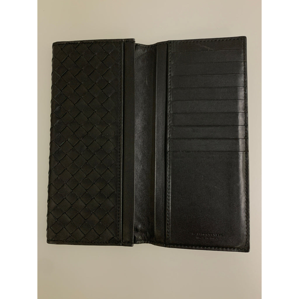 BOTTEGA VENETA/Long Wallet/BLK/Leather/Intrecciato Weave/120697 V4651 1000