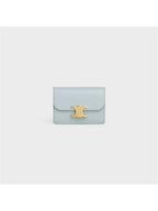CELINE Triomphe Shiny Calfskin Flap Card Holder Ice Blue