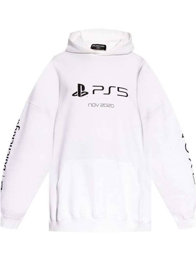 Balenciaga PS5 logo print overfit hoodie white