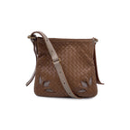 BOTTEGA VENETA Beige Cut Out Intrecciato Leather Woven Shoulder Bag
