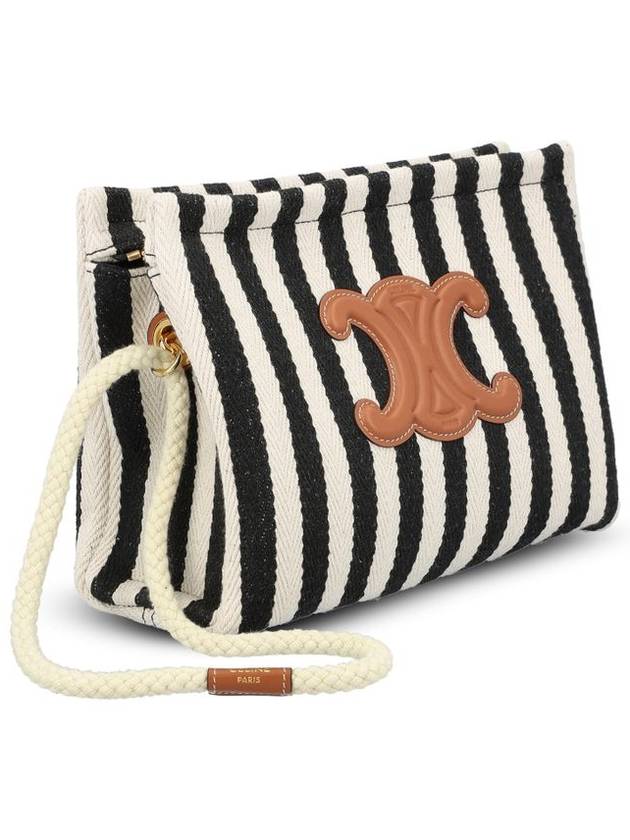 CELINE Thais Striped Pouch Bag Black White