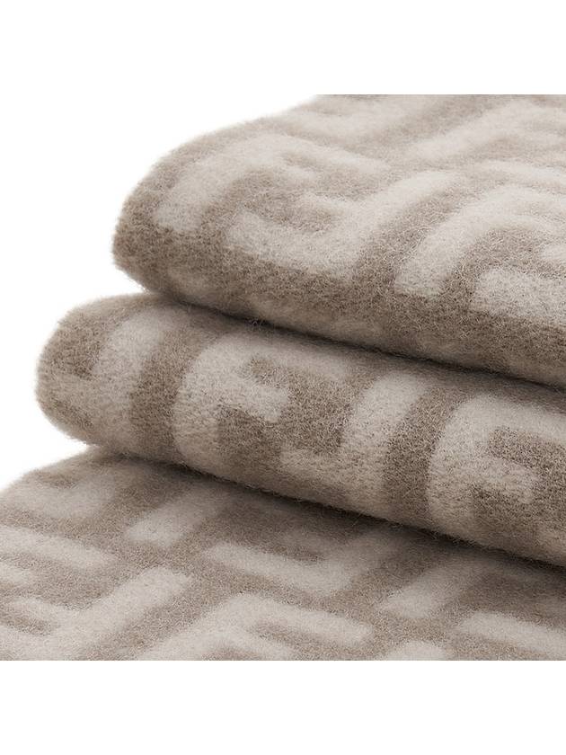 Fendi FF Jacquard Fleece Wool Cashmere Scarf Dove Grey