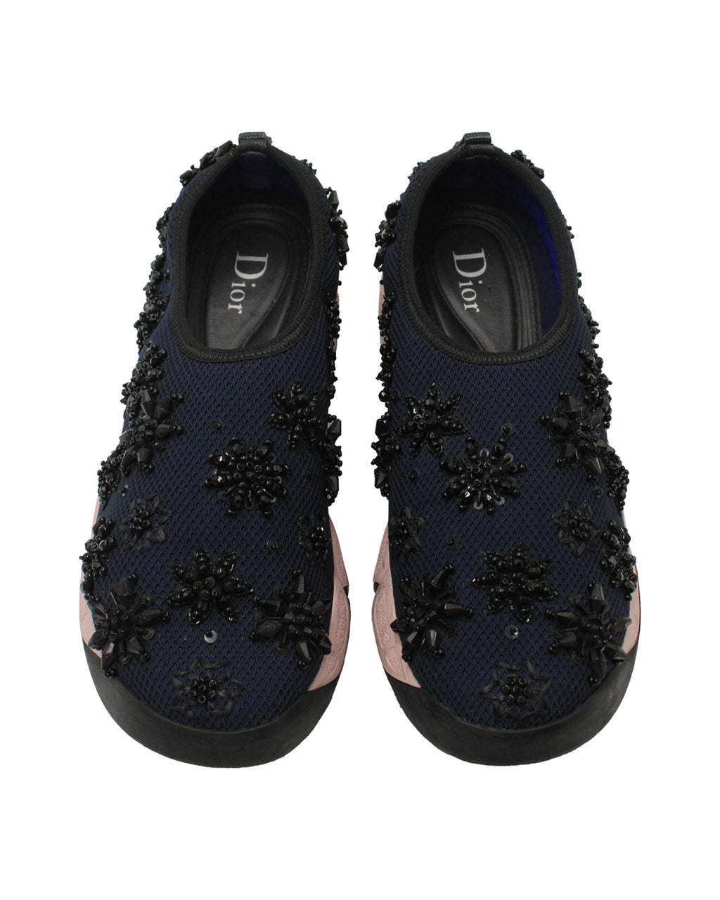 Dior Fusion Embellished Slip-On Sneakers in Navy Blue Mesh