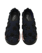 Dior Fusion Embellished Slip-On Sneakers in Navy Blue Mesh