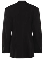 Balenciaga Cinched Double Breasted Wool Jacket Black