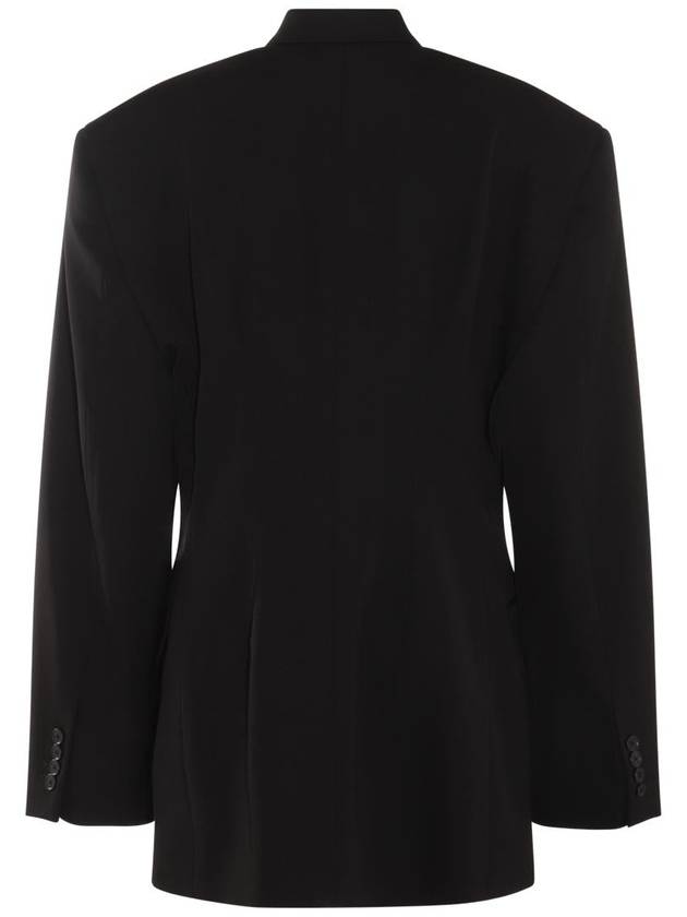 Balenciaga Cinched Double Breasted Wool Jacket Black