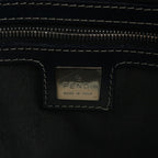 FENDI Mamma Baguette Canvas Leather Shoulder Bag Navy 26325