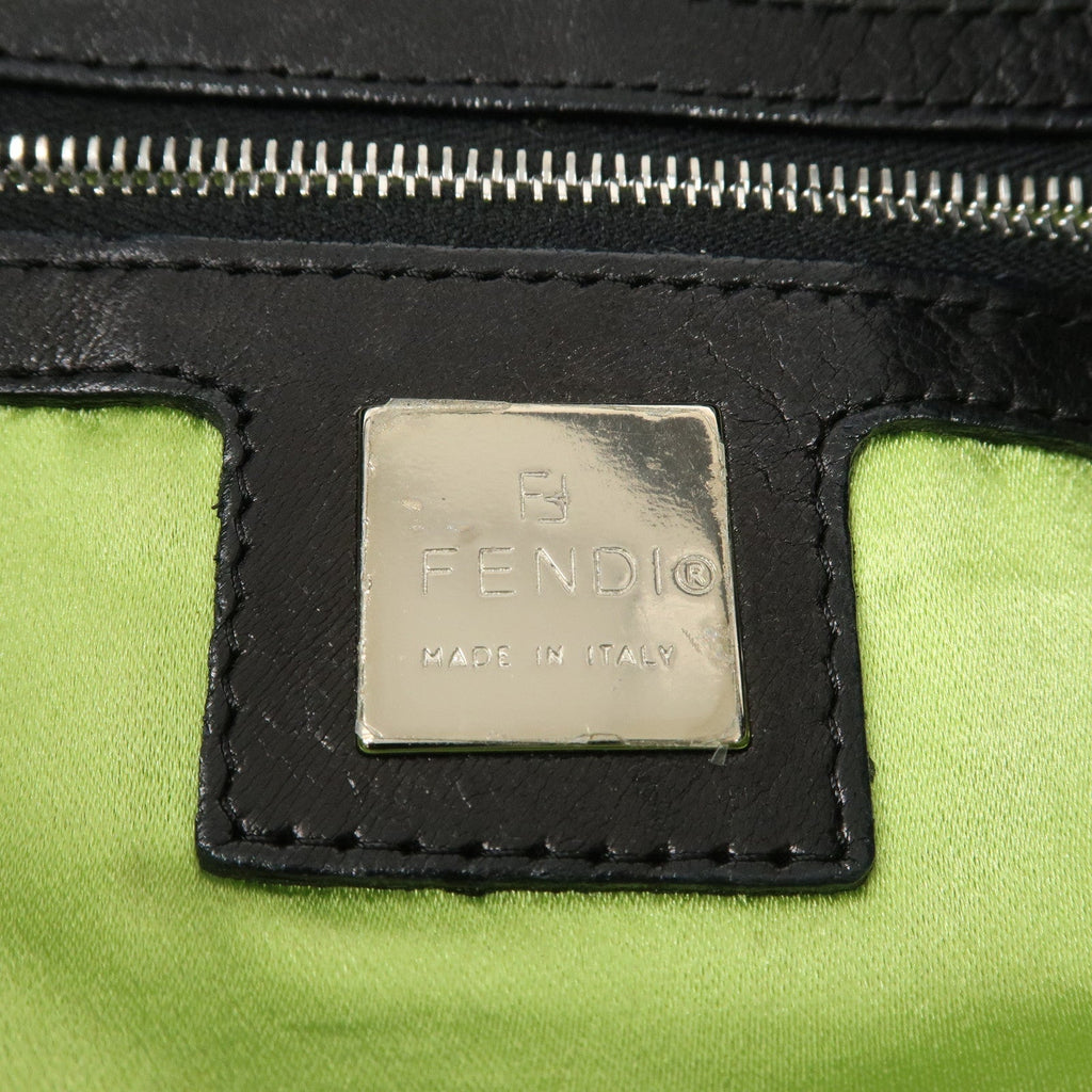 FENDI Mamma Baguette Leather Hand Bag Shoulder Bag Black Green