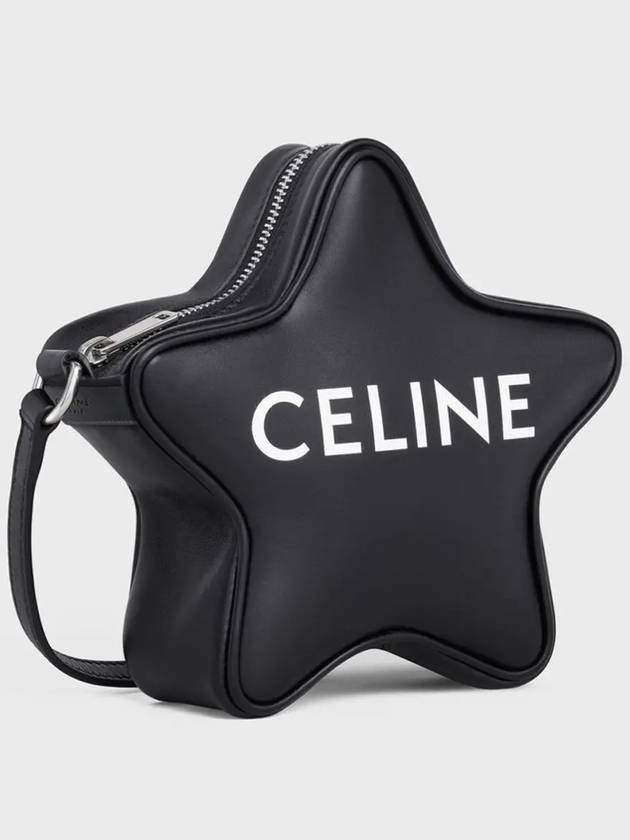 CELINE Logo Print Small Etoile Leather Shoulder Bag Black