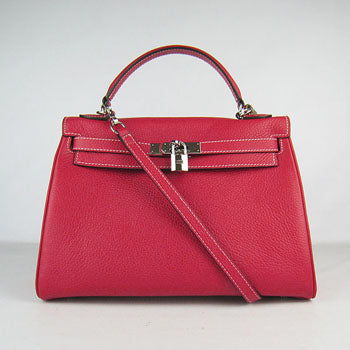 Hermes Kelly 32cm Togo Leather Handbag Red/Silver