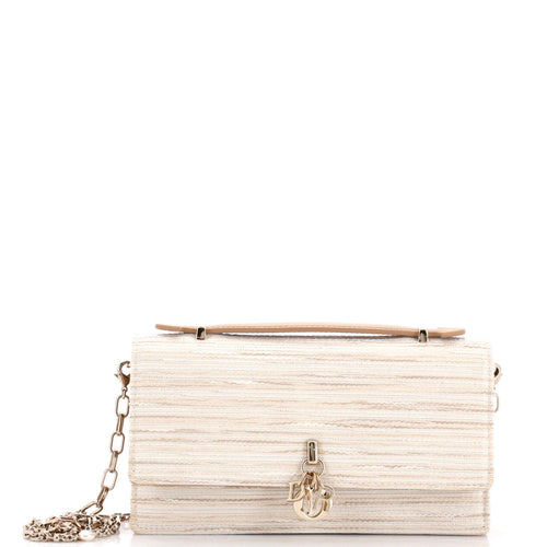 Dior My Dior Top Handle Flap Bag Metallic Embroidered Canvas Mini