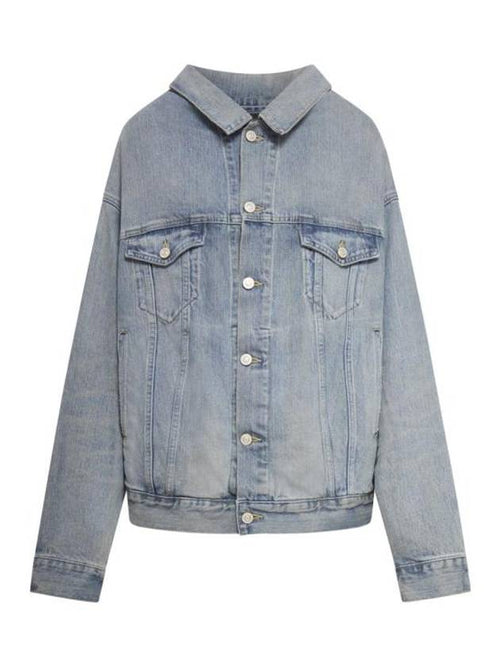 Balenciaga Off-Shoulder Denim Jacket Blue