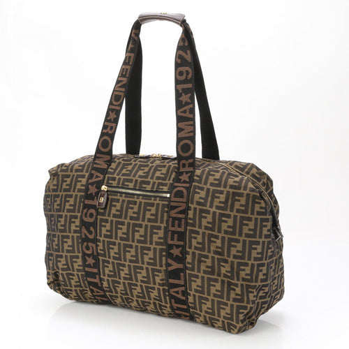 FENDI Travel bag Duffle bag Nylon Brown Zucca