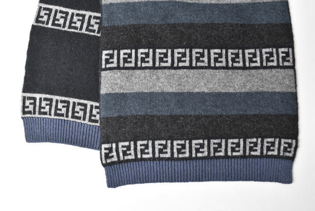 Fendi Wool Blend Scarf FF Zucca Pattern