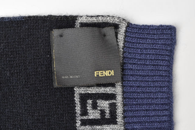 Fendi Wool Blend Scarf FF Zucca Pattern