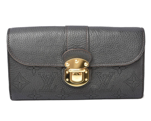 Louis Vuitton Mahina Long Wallet Portefeuille Iris Black M58163 in Great Condition