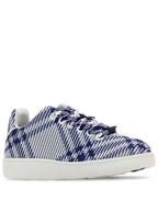 Burberry Box Check Print Leather Low Top Sneakers Royal Blue