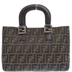 FENDI Ff Pattern Logo Plate Tote Bag Brown