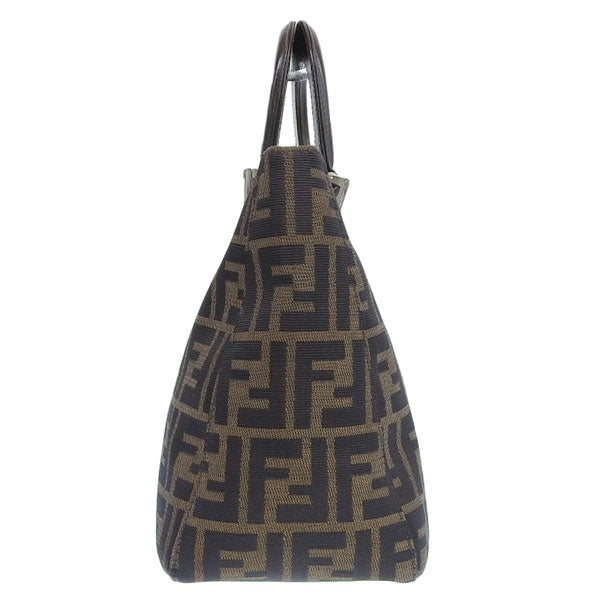 FENDI Ff Pattern Logo Plate Tote Bag Brown
