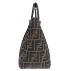 FENDI Ff Pattern Logo Plate Tote Bag Brown