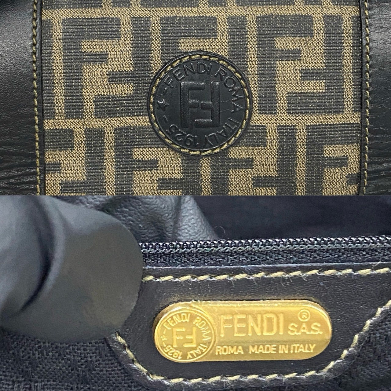 FENDI Boston Duffel bag PVC Brown