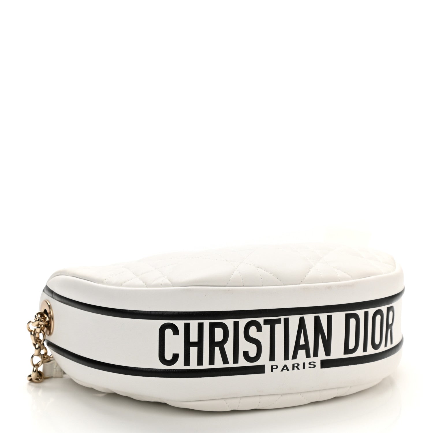 CHRISTIAN DIOR Lambskin Cannage Medium Dior Vibe Hobo Bag White