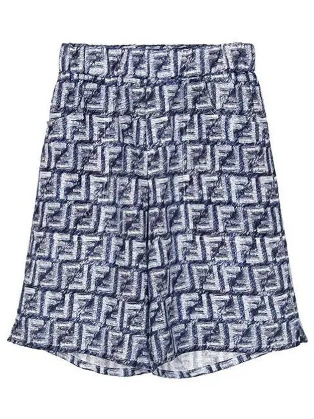Fendi Kids FF Linen Bermuda Shorts Navy