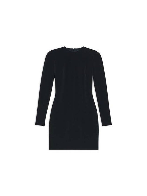 Balenciaga Women's Shoulder Pad Crew Neck Midi Dress Black