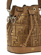 Fendi Mon Tresor FF Jacquard Velvet Mini Bucket Bag Brown