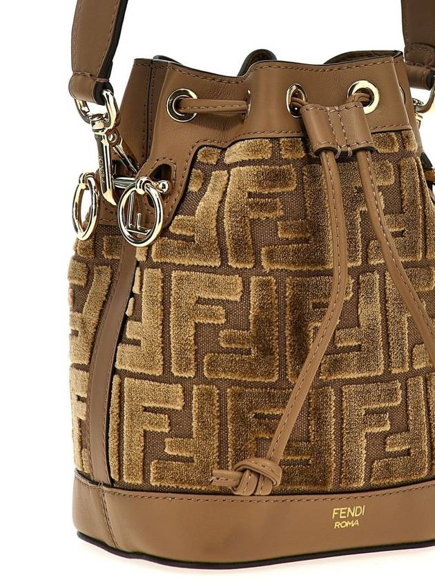 Fendi Mon Tresor FF Jacquard Velvet Mini Bucket Bag Brown