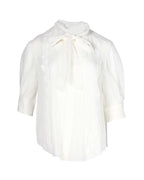 Chloe Scarf Collar Blouse in White Silk