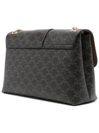 CELINE Victoire Triomphe Large Canvas Shoulder Bag Tan